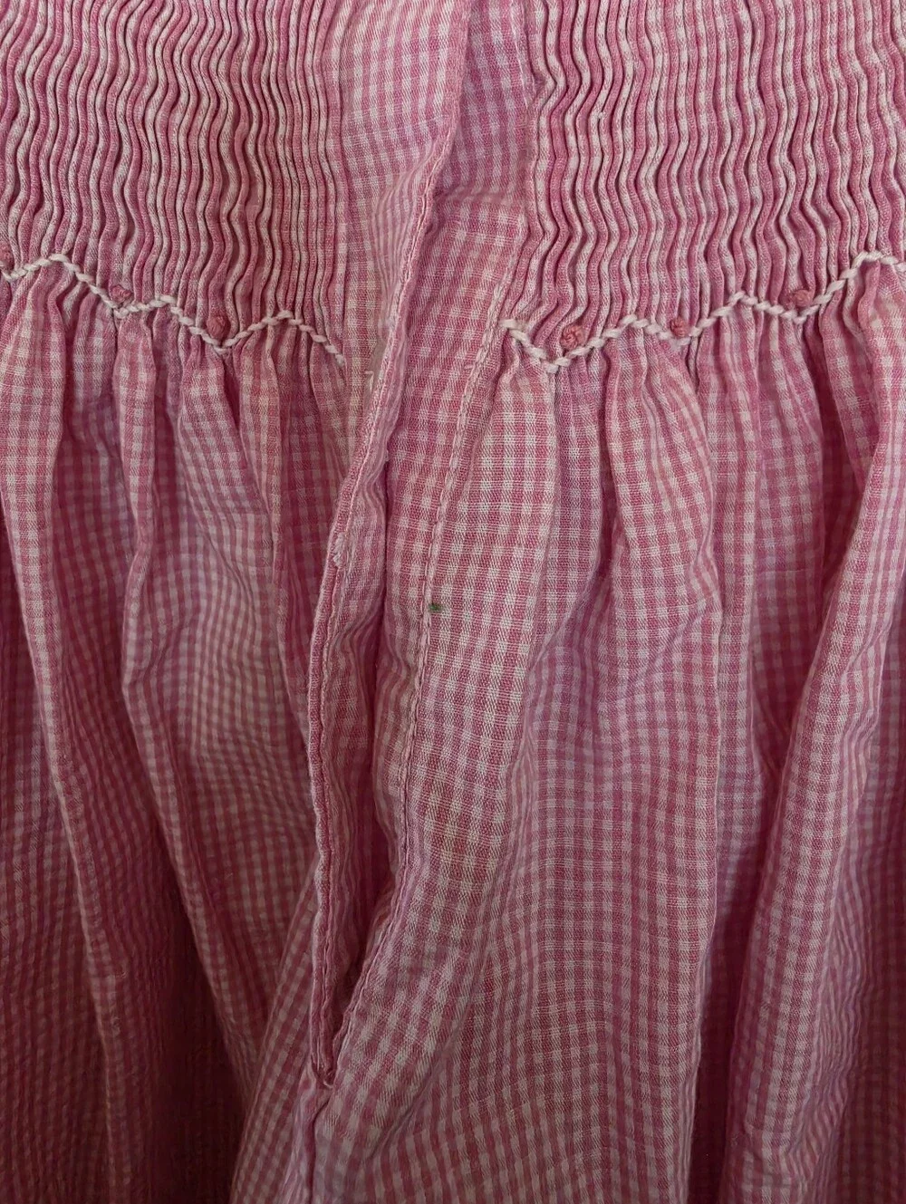 DELANEY Girls Size 6 Pink Gingham Smocked Bishop Dress Heart Embroidery Boutique